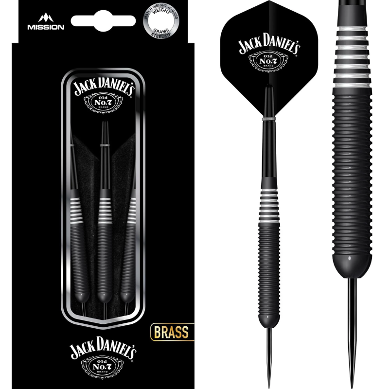 Jack Daniels Old No7 - Electro Black Brass Darts - Steel Tip - 24g - Mission