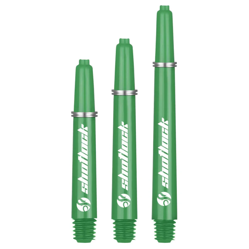 Shot Lock Dart Shafts - Durable Nylon Stems - with Shot Lock Rings - Green - Tweenie