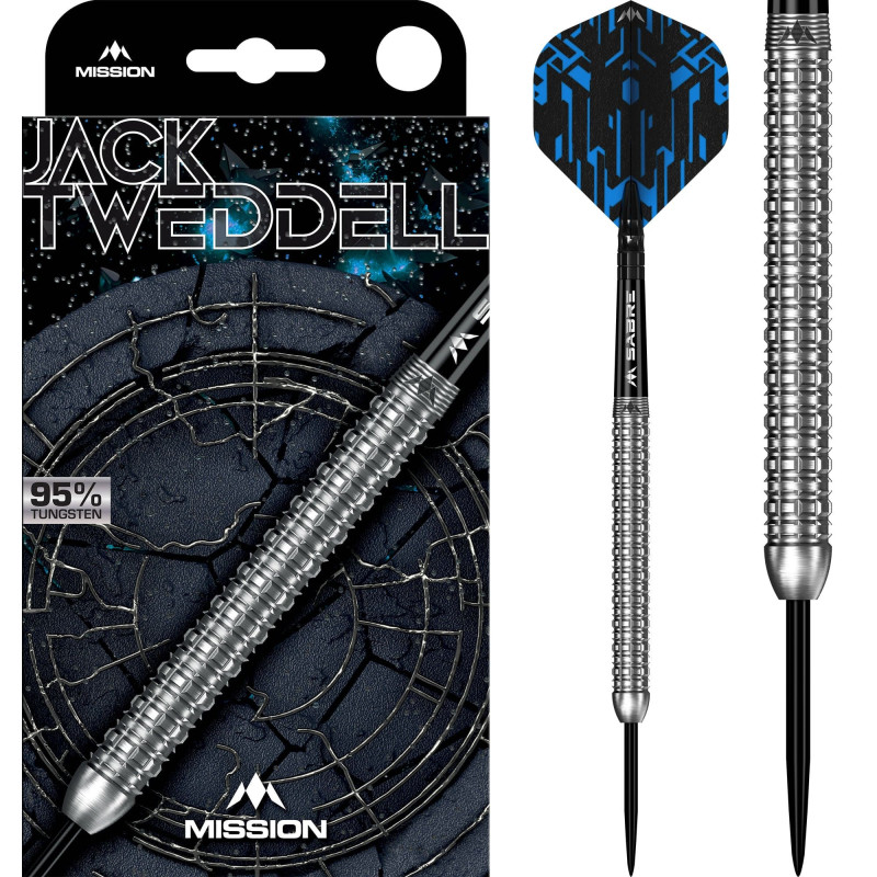 Mission Jack Tweeddell Darts - Steel Tip - 95% Tungsten - Silver - 22g