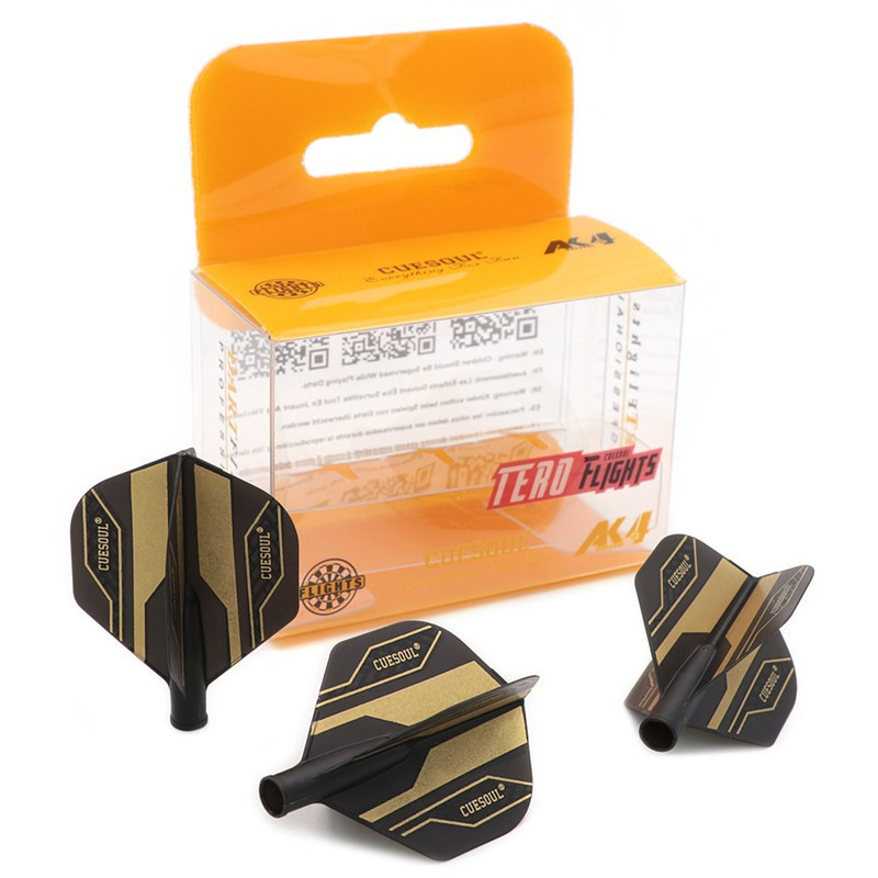 TERO AK4 Dart Flight, Standard Shape, Black & Gold Pattern, Black - CUESOUL