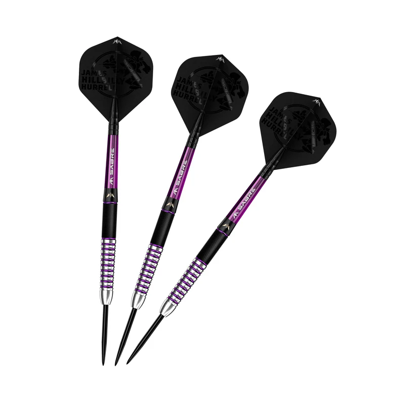 Mission James Hurrell Darts - Steel Tip - Hillbilly - Black & Purple - 90% Tungsten - Lotki Rzutki
