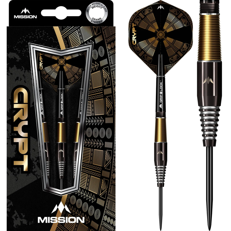 Mission Crypt Darts - Steel Tip - M2 - Black & Gold - 90% Tungsten - 21g - Lotki Rzutki