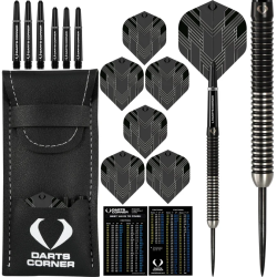 Darts Corner BlackFin Darts - Steel Tip - M1 - Straight - Black - 90% Tungsten - 22g - Lotki Rzutki - ujęcie 2